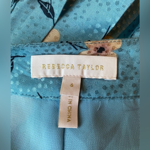 REBECCA TAYLOR Daniella Floral Pleated Jacquart Lagoon Combo Skirt, Size 6 - Picture 7 of 10